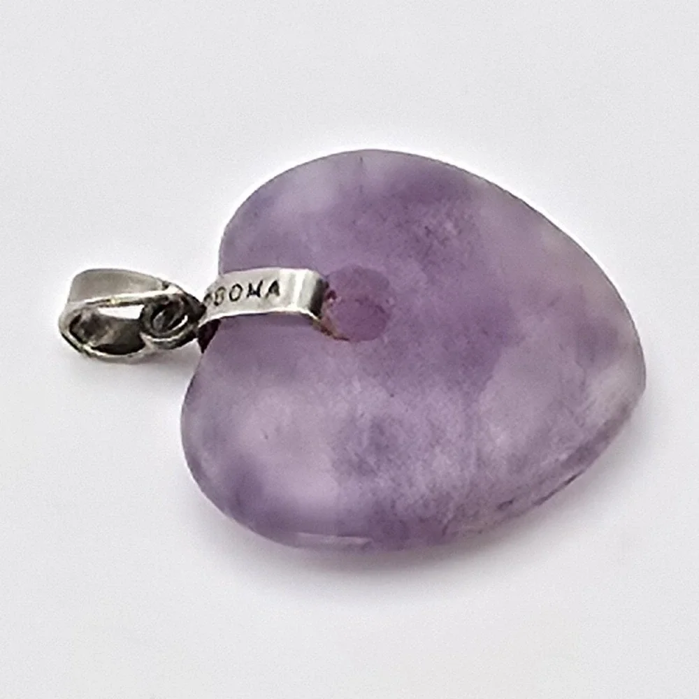 Vintage BOMA Amethyst Heart Pendant 925 Sterling‎ Silver Signed FREE $HIPPING!!